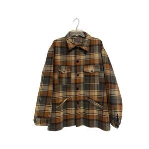 VTG Pendleton Mackinaw Cruiser Jacket Wool USA Plaid Brown Hunting Mens XL Mint